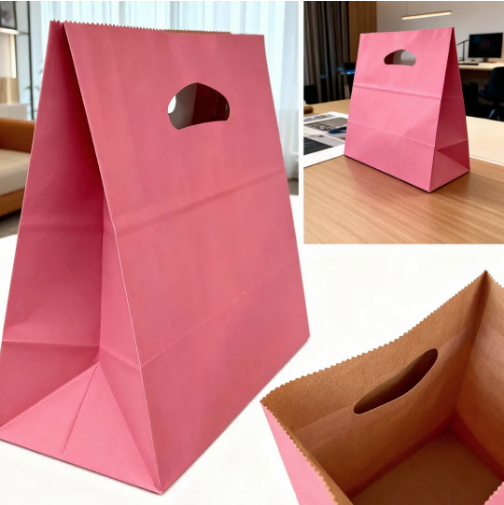 Sacola Kraft Rosa Boca de Palhaço M22 para Confeitaria – 25 unidades