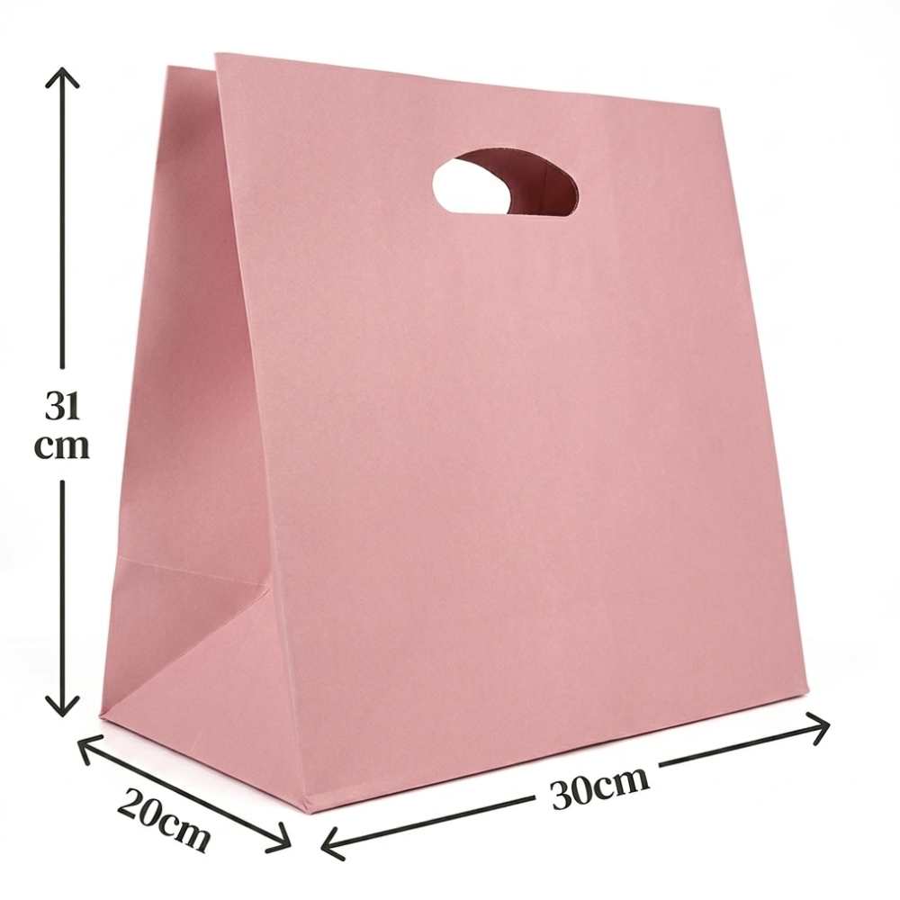 300 Sacolas Kraft Alça Vazada Gg (30x20x31) - Pudim E Bolo