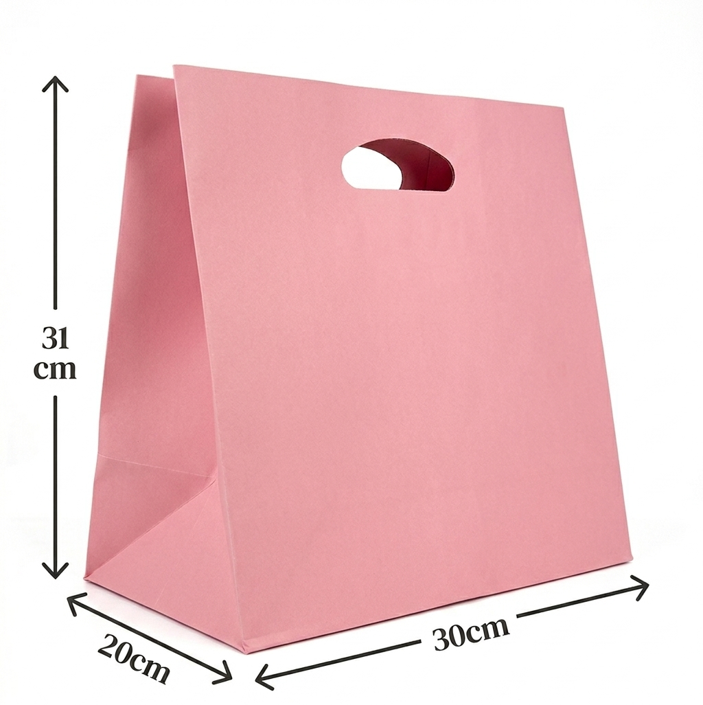 300 Sacolas Kraft Alça Vazada Gg (30x20x31) - Pudim E Bolo