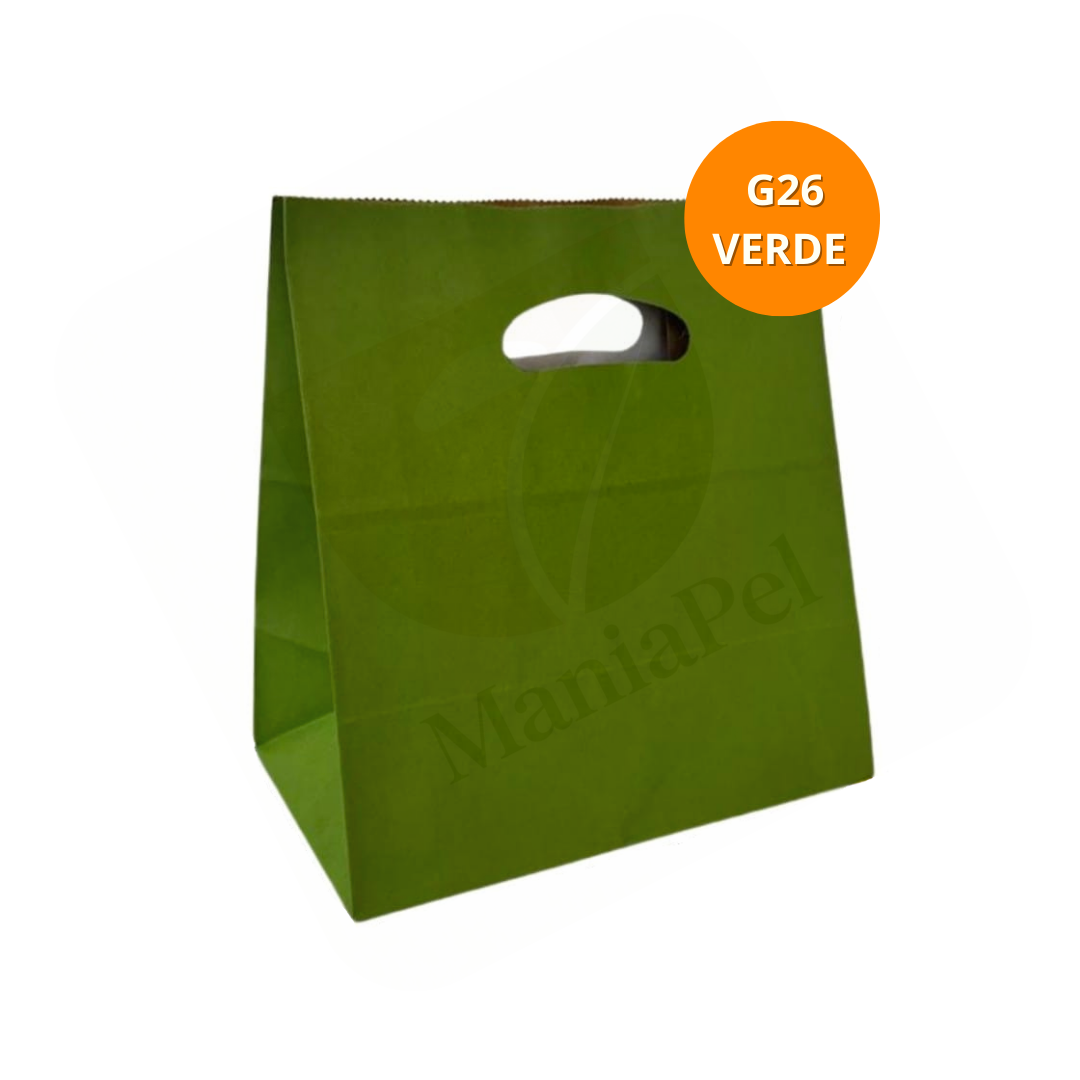Sacola Kraft Verde Premium Sustentável 26x14,5x24 – 100 unidades